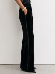 Reiss Black Wren Tall Velvet Flared Tuxedo Trousers - Image 4 of 10