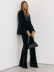 Reiss Black Wren Tall Velvet Flared Tuxedo Trousers - Image 7 of 10