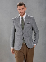 Grey Slim Signature Angelico Linen Blend Blazer - Image 1 of 13