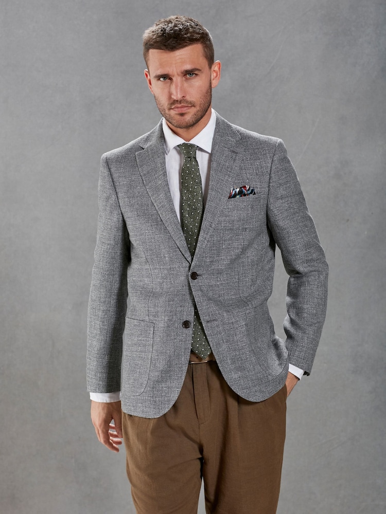 Grey Slim Signature Angelico Linen Blend Blazer - Image 1 of 13