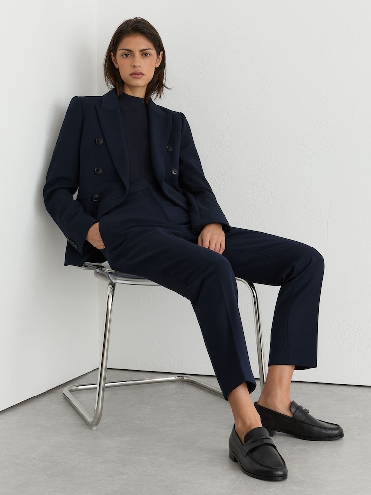 Reiss Navy Gabi Tall Puppytooth Slim-Fit Suit Trousers - Image 1 of 8 Reiss Navy Gabi Tall Puppytooth Slim-Fit Suit Trousers - Image 1 of 8