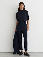 Reiss Navy Gabi Tall Puppytooth Slim-Fit Suit Trousers - Image 3 of 8