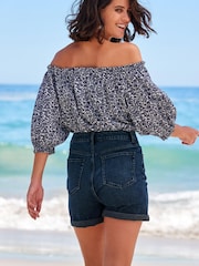 Inky Blue Comfort Stretch Denim Mom Shorts - Image 2 of 5