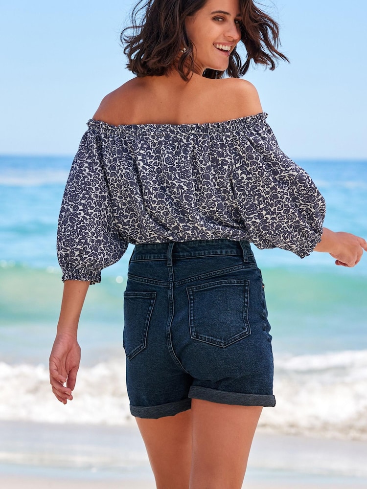 Inky Blue Comfort Stretch Denim Mom Shorts - Image 2 of 5