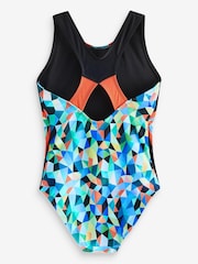 Green/Orange Geometric Sports Swimsuit (3-16yrs) - Image 7 of 7