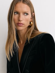 Reiss Black Wren Tall Velvet Double-Breasted Tuxedo Blazer - Image 6 of 10