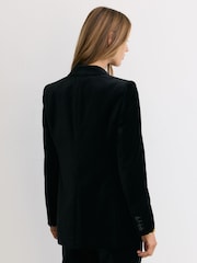 Reiss Black Wren Tall Velvet Double-Breasted Tuxedo Blazer - Image 8 of 10