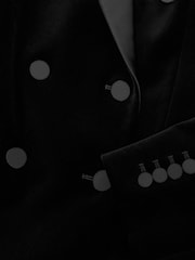 Reiss Black Wren Tall Velvet Double-Breasted Tuxedo Blazer - Image 9 of 10