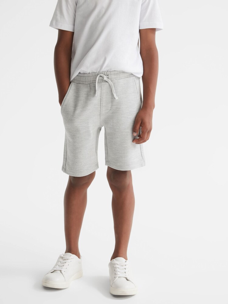 Reiss Grey Star Senior Ribbed Jersey Shorts - Image 1 of 6 Reiss Grey Star Senior Ribbed Jersey Shorts - Image 1 of 6