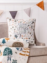 Peter Rabbit™ Natural Beige Scandi Woods Slogan Printed Cushion - Image 1 of 5