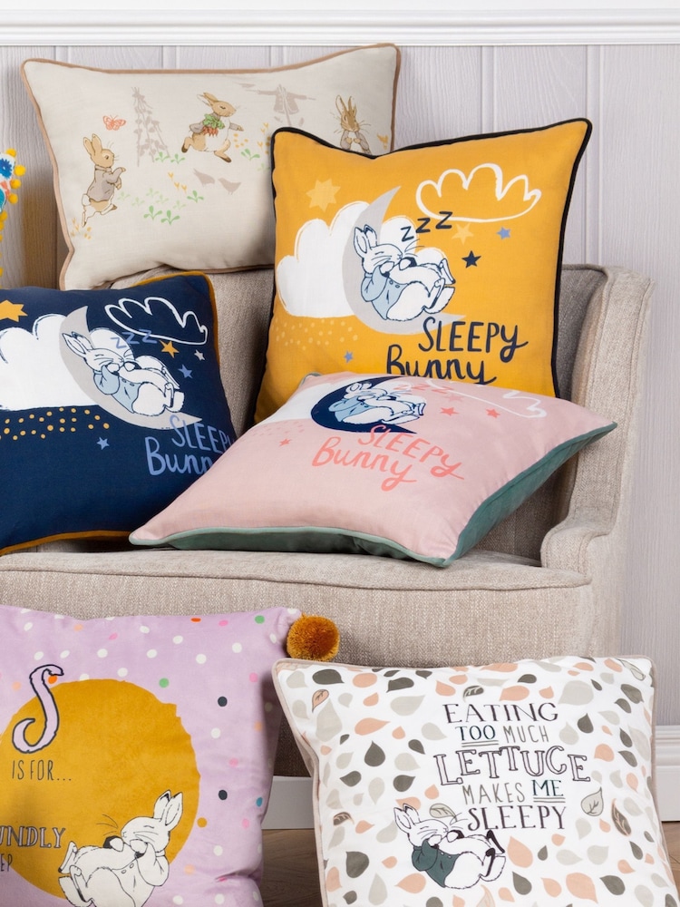 Peter Rabbit™ Natural Beige Scandi Woods Slogan Printed Cushion - Image 2 of 5