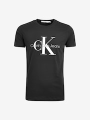 Черный - Calvin Klein 100% Cotton Logo Slim T-Shirt - Изображение 4 из 4