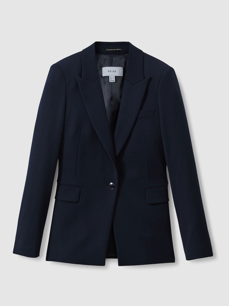 Reiss Navy Gabi Tall Tailored Single Breasted Suit Blazer - Image 2 of 8 Reiss Navy Gabi Tall Tailored Single Breasted Suit Blazer - Image 2 of 8