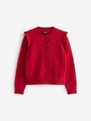Red Cotton Rich Frill Shoulder School Cardigan (3-16yrs) - Image 6 of 7
