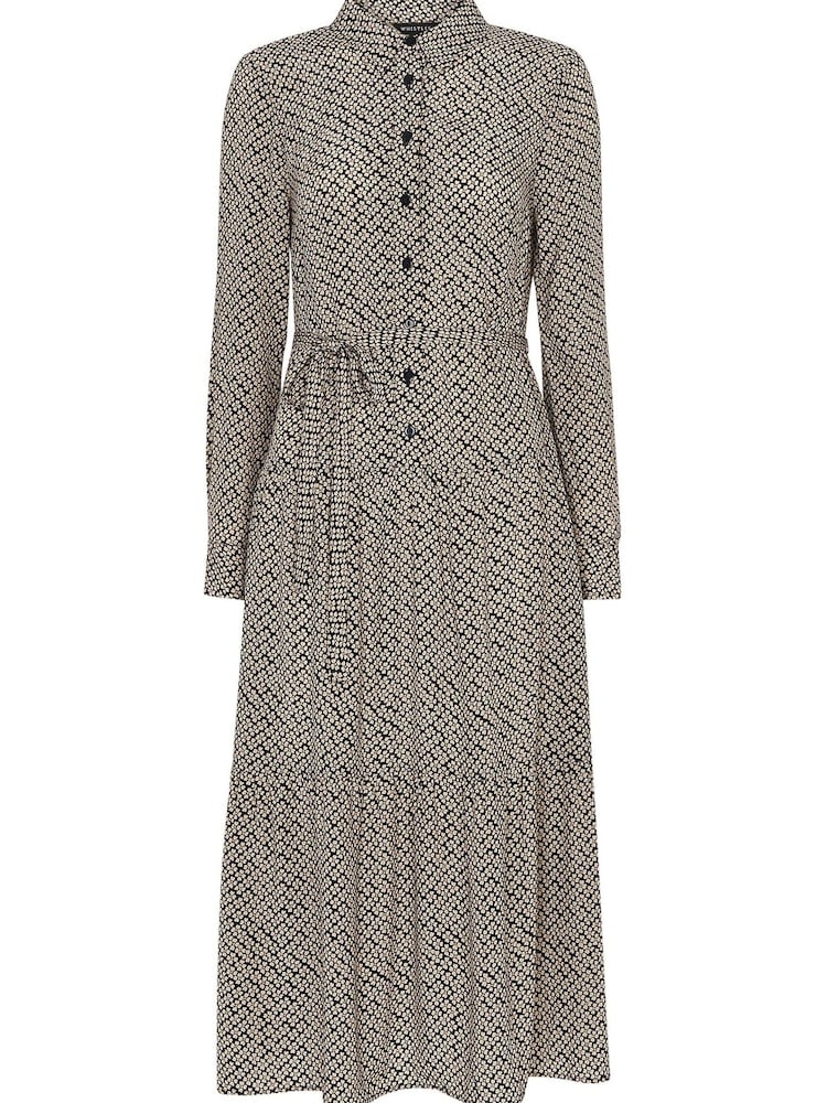 Whistles Blue Clover Print Shirt Dress - Image 2 of 2