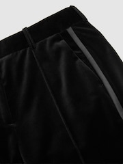 Reiss Black Wren Petite Velvet Flared Tuxedo Trousers - Image 9 of 10