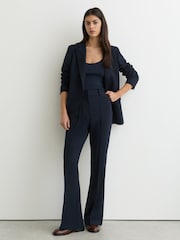 Reiss Navy Gabi Tall Flared Suit Trousers - Image 1 of 8