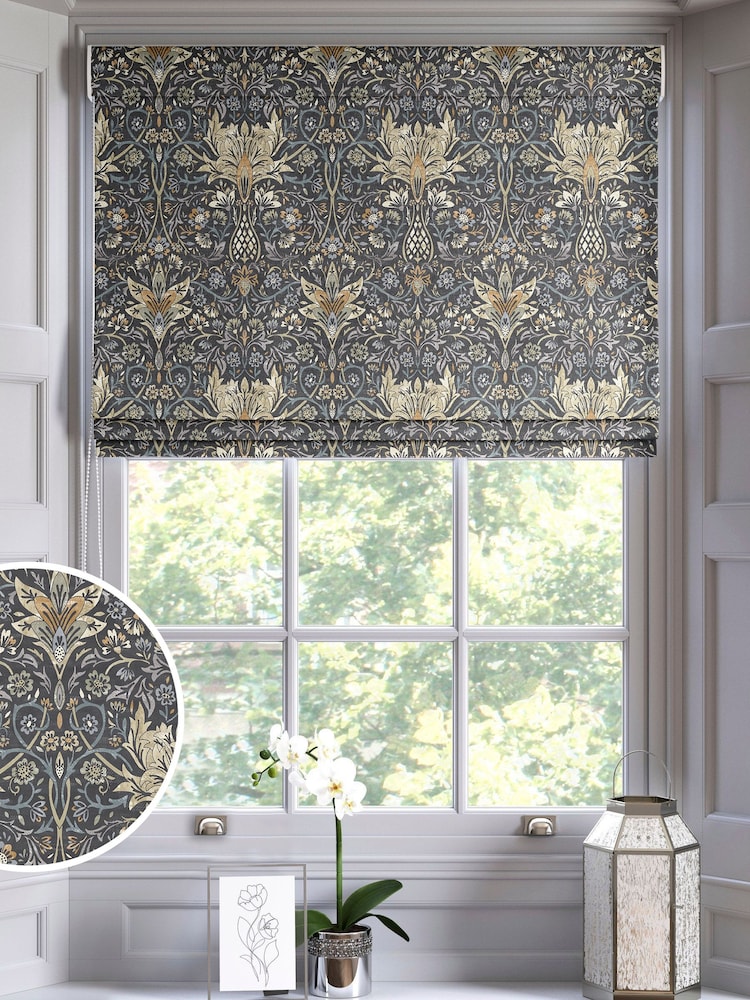 Indigo Blue Langley Made To Measure Roman 100% Cotton Blind - Image 1 of 6