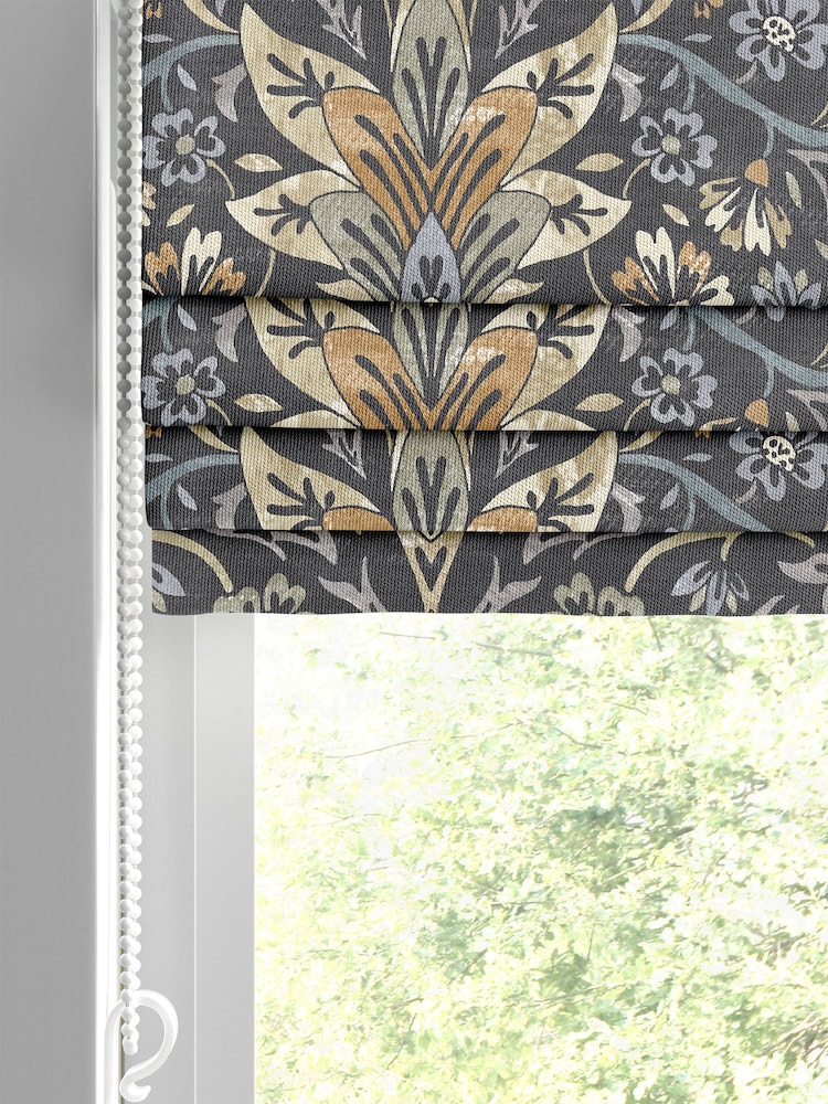 Indigo Blue Langley Made To Measure Roman 100% Cotton Blind - Image 2 of 6