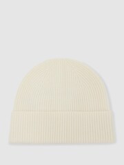 Crudo - Reiss Chaise Merino Wool Rib-Knit Beanie - Imagen 2 de 4