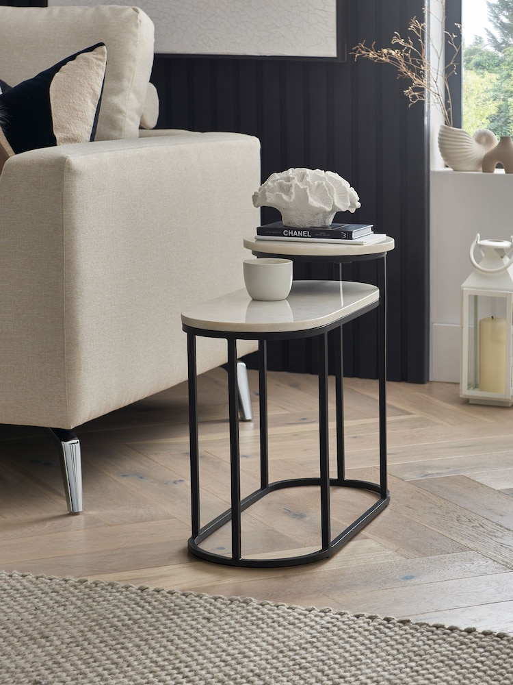 White Marble Side Table - Image 1 of 7