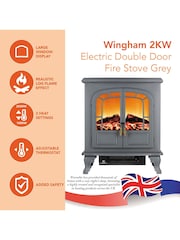 Warmlite Grey Double Door 2KW Fireplace Heater - Image 1 of 7