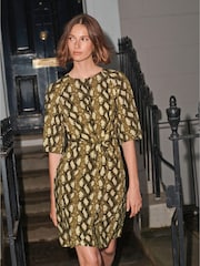 Green Snake Print Next Twist Front Mini Dress - Image 1 of 2