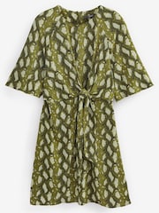 Green Snake Print Next Twist Front Mini Dress - Image 2 of 2