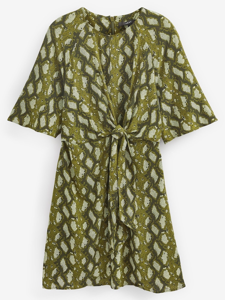 Green Snake Print Next Twist Front Mini Dress - Image 2 of 2