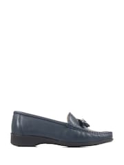 Pavers Blue Pavers Wide Fit Black Leather Loafers With Tassel - Image 1 of 5