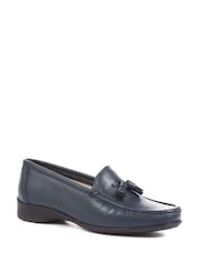 Pavers Blue Pavers Wide Fit Black Leather Loafers With Tassel - Image 2 of 5