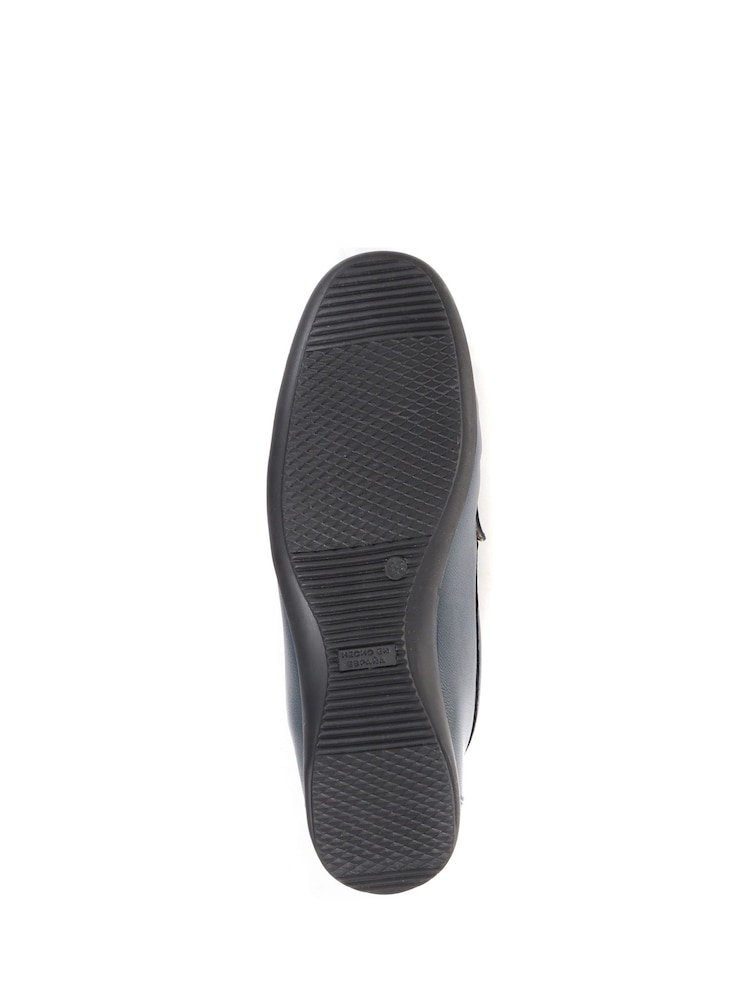 Pavers Blue Pavers Wide Fit Black Leather Loafers With Tassel - Image 5 of 5