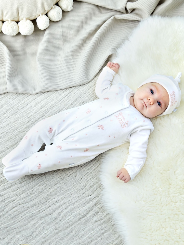 JoJo Maman Bébé Pink Born in 2023 Embroidered Sleepsuit - Image 3 of 3