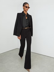 Reiss Black Gabi Tall Flared Suit Trousers - Image 1 of 9