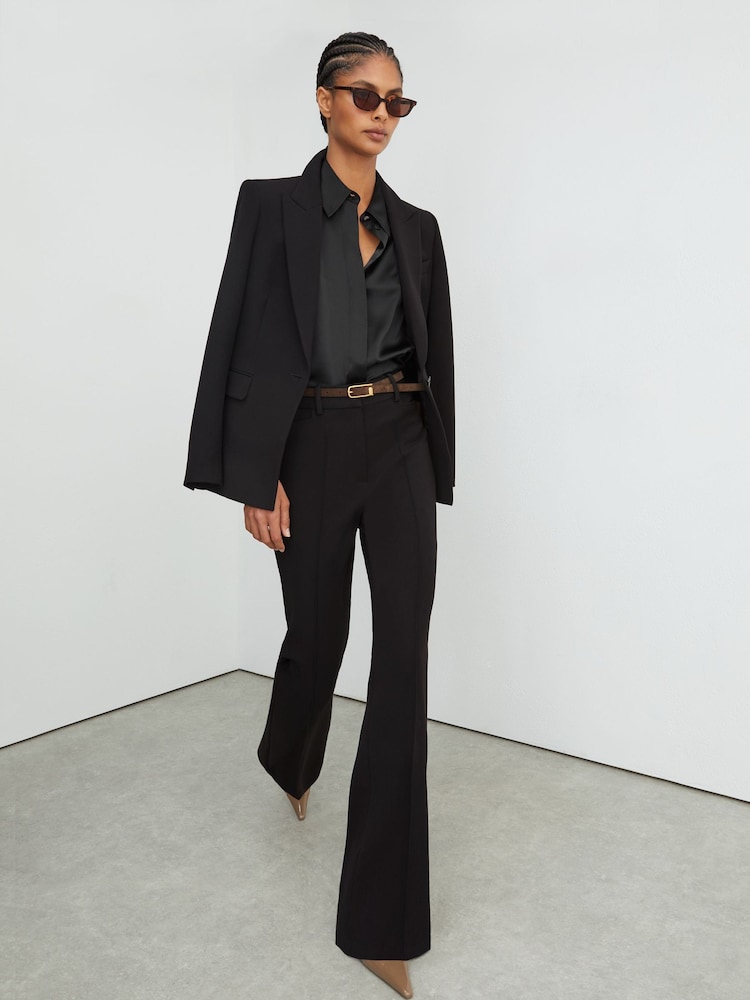 Reiss Black Gabi Tall Flared Suit Trousers - Image 1 of 9 Reiss Black Gabi Tall Flared Suit Trousers - Image 1 of 9