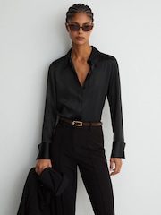 Reiss Black Gabi Tall Flared Suit Trousers - Image 4 of 9