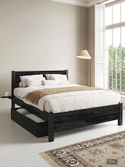 Get Laid Beds Black Oxford Square Leg Solid Wood Bed Combo - Image 1 of 4