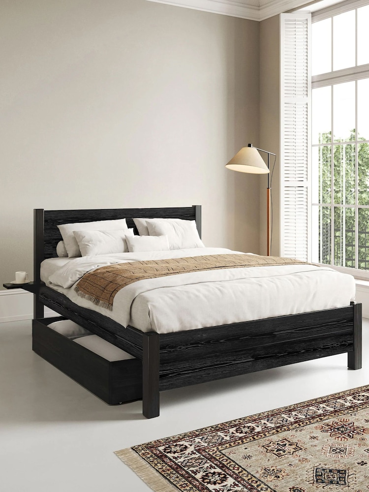 Get Laid Beds Black Oxford Square Leg Solid Wood Bed Combo - Image 1 of 4