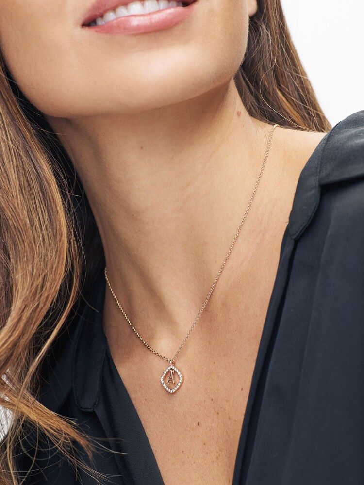 Gold Tone Initial Necklace - Image 1 of 4 Gold Tone Initial Necklace - Image 1 of 4