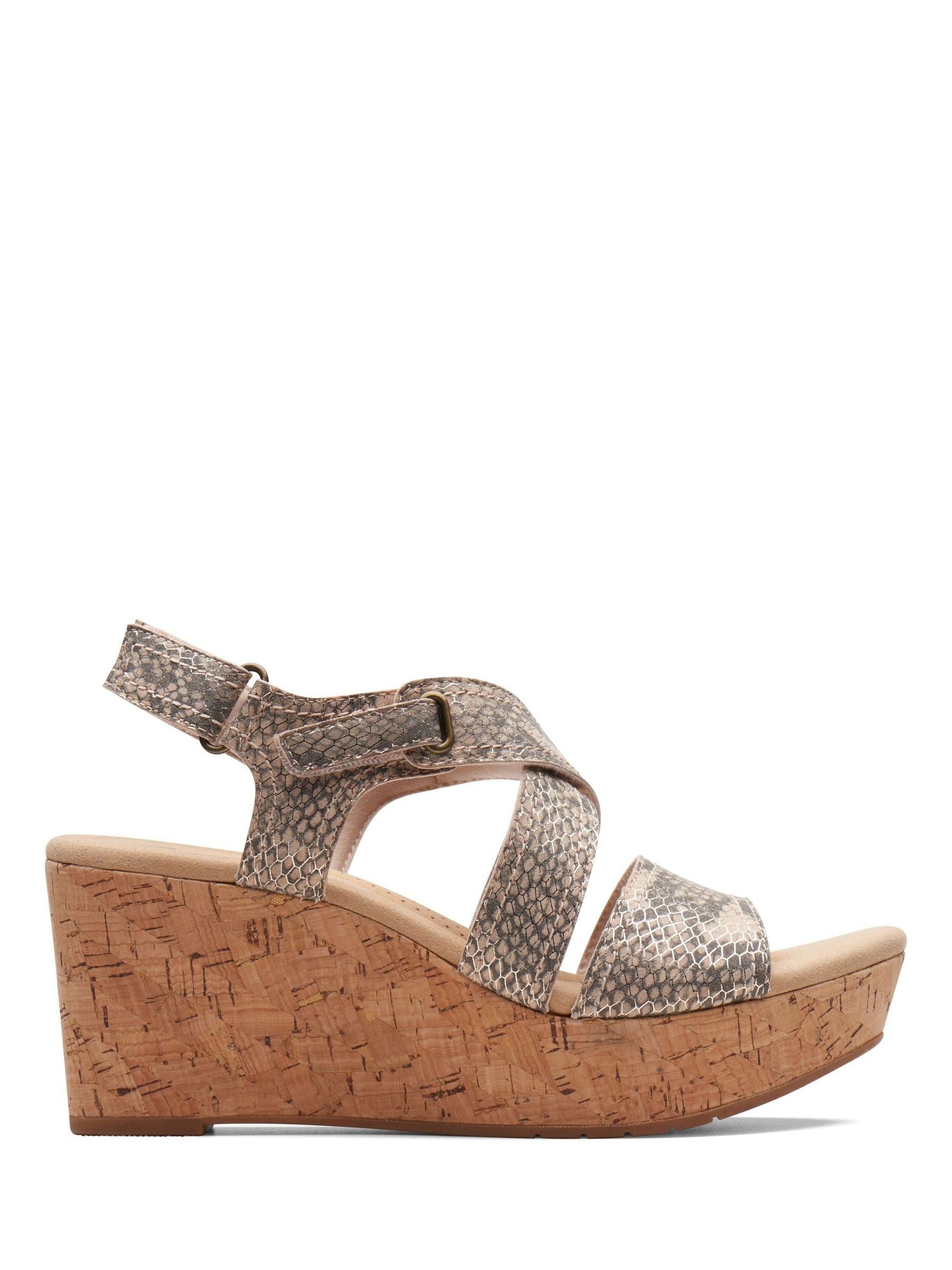 Clarks silver wedge sandals hotsell
