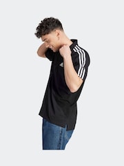 adidas Black Essentials Piqué Embroidered Small Logo 3-Stripes 100% Cotton Polo Shirt - Image 4 of 8