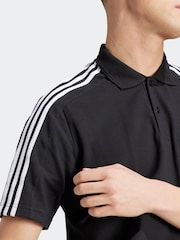 adidas Black Essentials Piqué Embroidered Small Logo 3-Stripes 100% Cotton Polo Shirt - Image 5 of 8