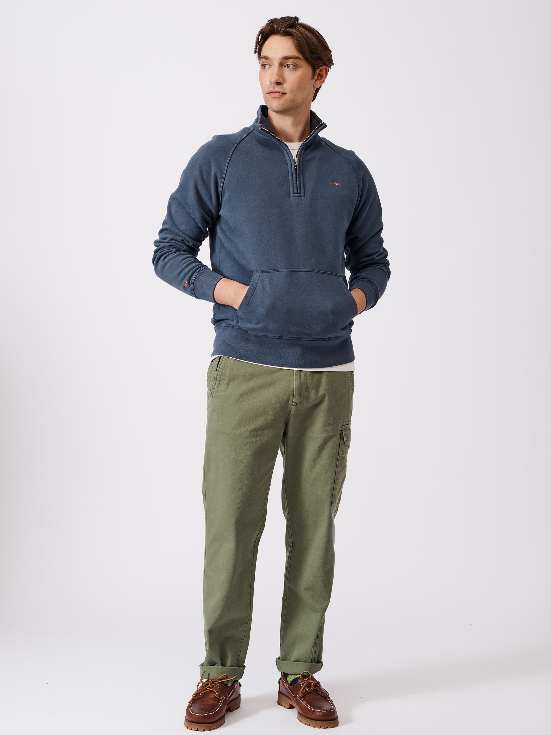 Buy Aubin Cotton Provost Quarter Zip 100% Cotton Sweatshirt from