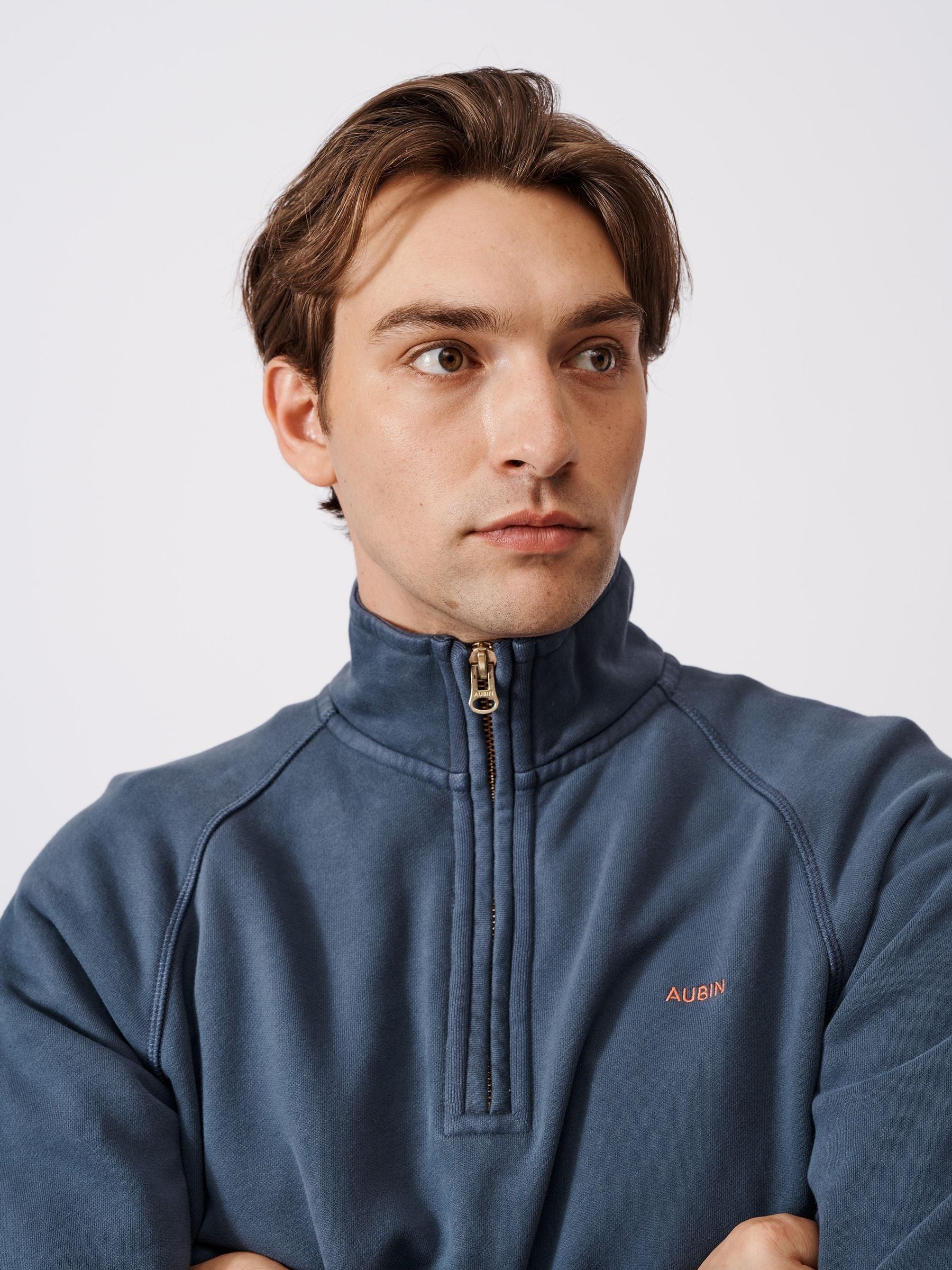 Buy Aubin Cotton Provost Quarter Zip 100% Cotton Sweatshirt from