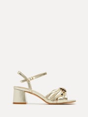 Linzi Gold Charlotte Block Heeled Sandals With Bow Front Detail - Image 2 of 5