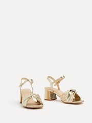 Linzi Gold Charlotte Block Heeled Sandals With Bow Front Detail - Image 3 of 5
