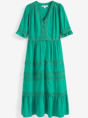 Green Lace Trim Button Through Dress - Image 5 of 5