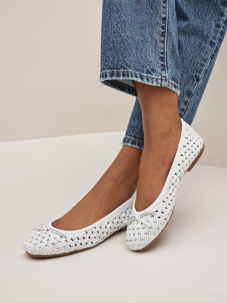 Weiß - Forever Comfort® Ballerinas aus geflochtenem Leder - Bild 1 von 7 Weiß - Forever Comfort® Ballerinas aus geflochtenem Leder - Bild 1 von 7