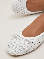 White Forever Comfort® Leather Weave Ballerina Shoes - Image 2 of 7