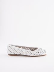 White Forever Comfort® Leather Weave Ballerina Shoes - Image 3 of 7